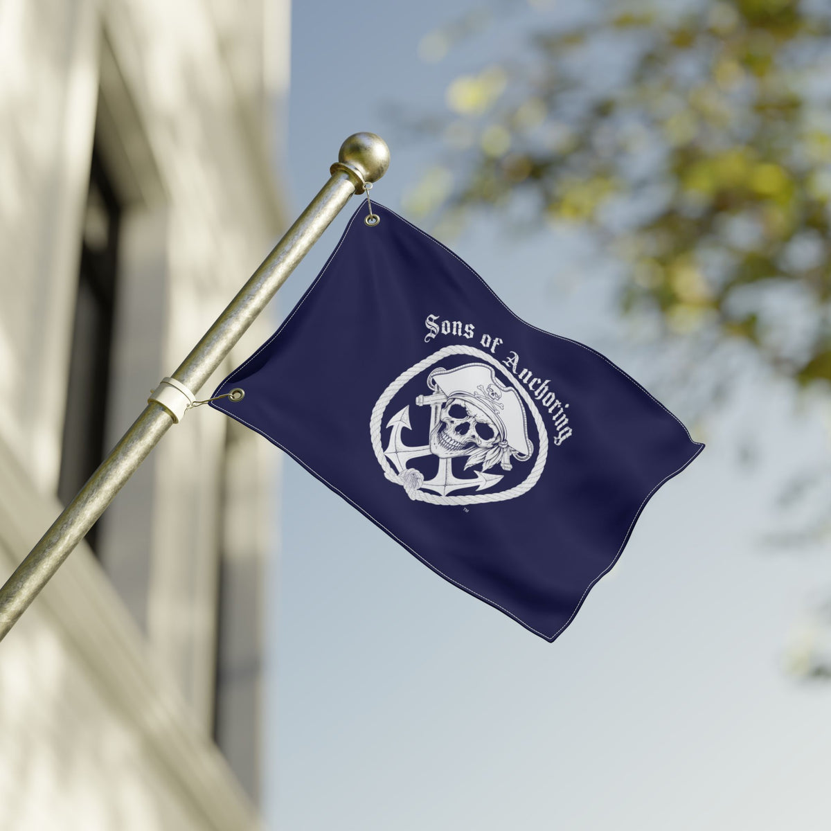 "Sons of Anchoring" Pirate Skull Double-Sided Nautical Flag