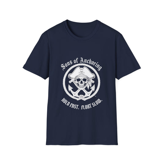 Pirate Skull 'Sons of Anchoring' T-Shirt - Navy with Motto