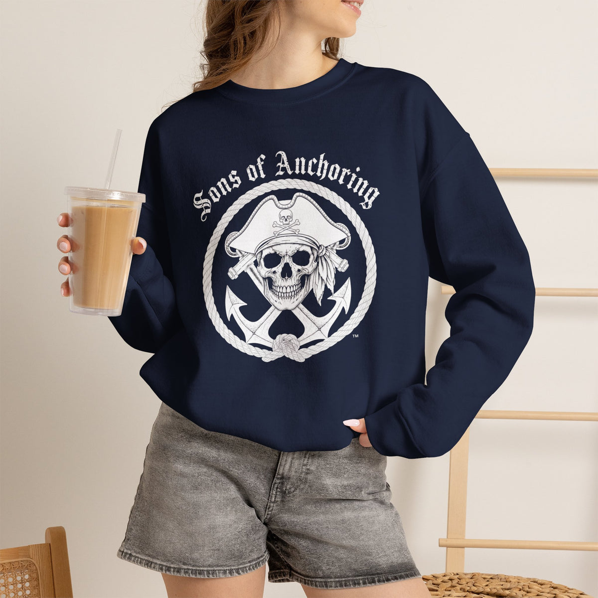 "Sons of Anchoring" Pirate Skull 'Crewneck Sweatshirt