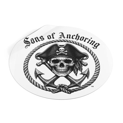 Sons of Anchoring Pirate Skull Round Vinyl Sticker