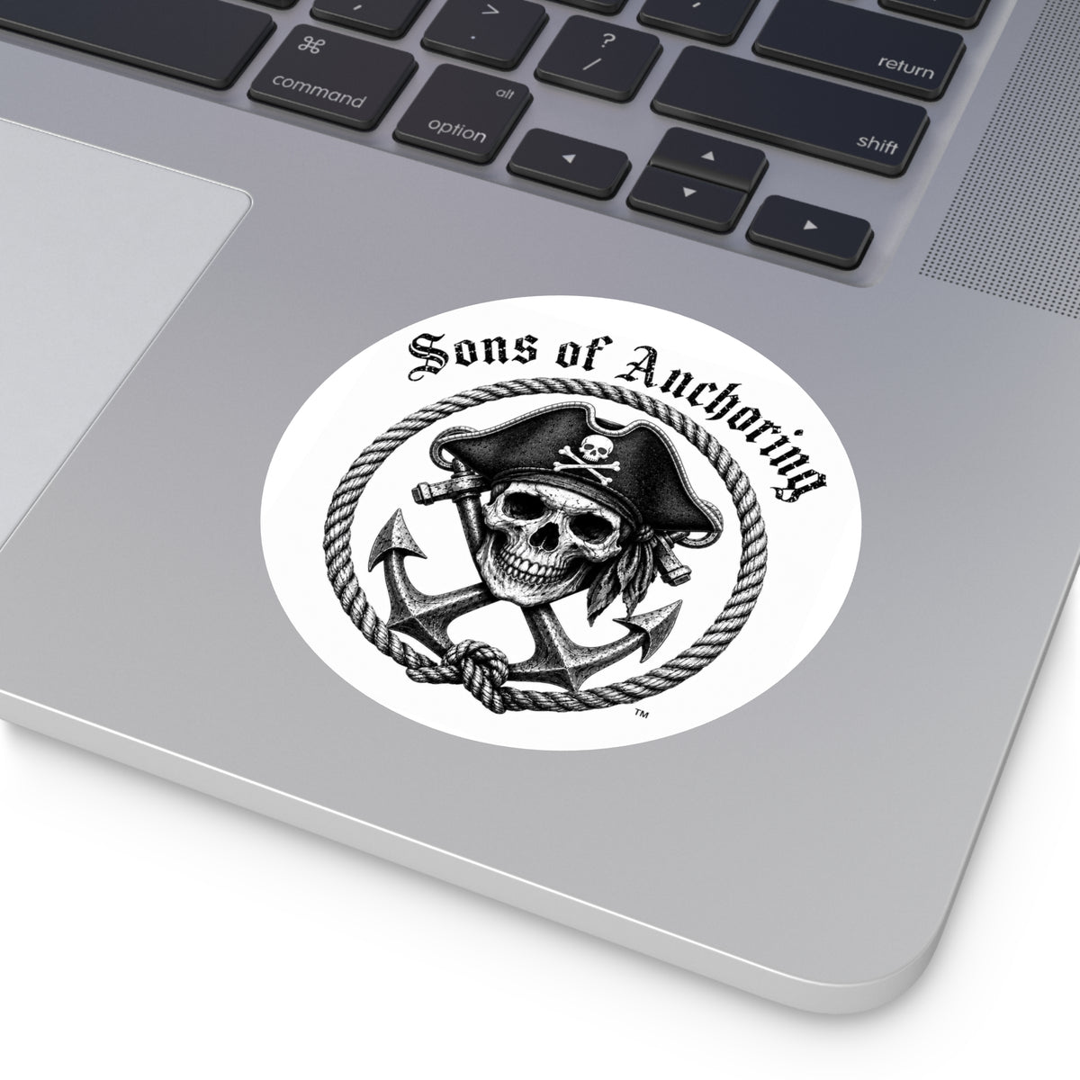 Sons of Anchoring Pirate Skull Round Vinyl Sticker