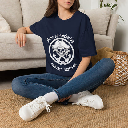 Pirate Skull 'Sons of Anchoring' T-Shirt - Navy with Motto