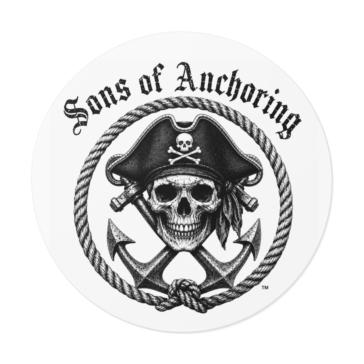 Sons of Anchoring Pirate Skull Round Vinyl Sticker
