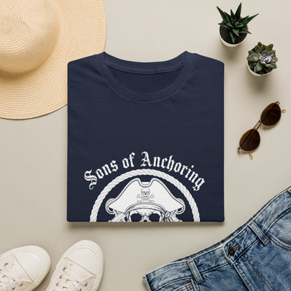 Pirate Skull 'Sons of Anchoring' T-Shirt - Navy with Motto