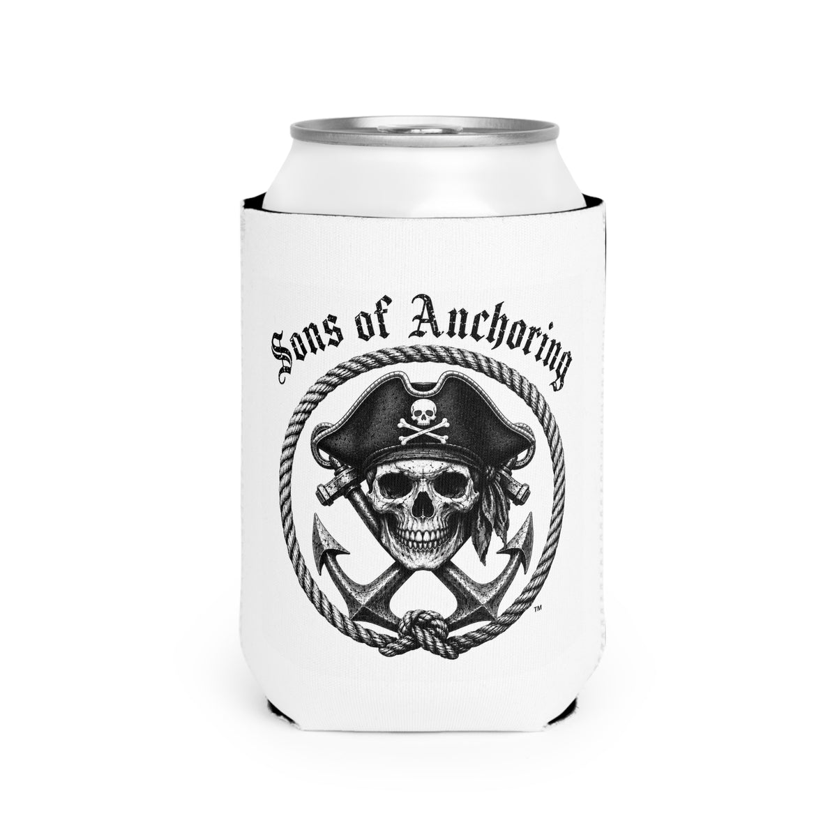 Sons of Anchoring Skull Pirate Can Cooler Sleeve — Nautical Beer Koozie