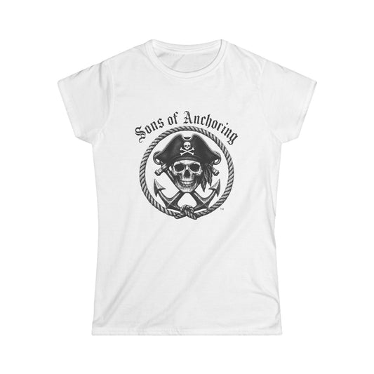 "Sons of Anchoring" Women’s Pirate Skull Tee – Nautical Graphic Shirt