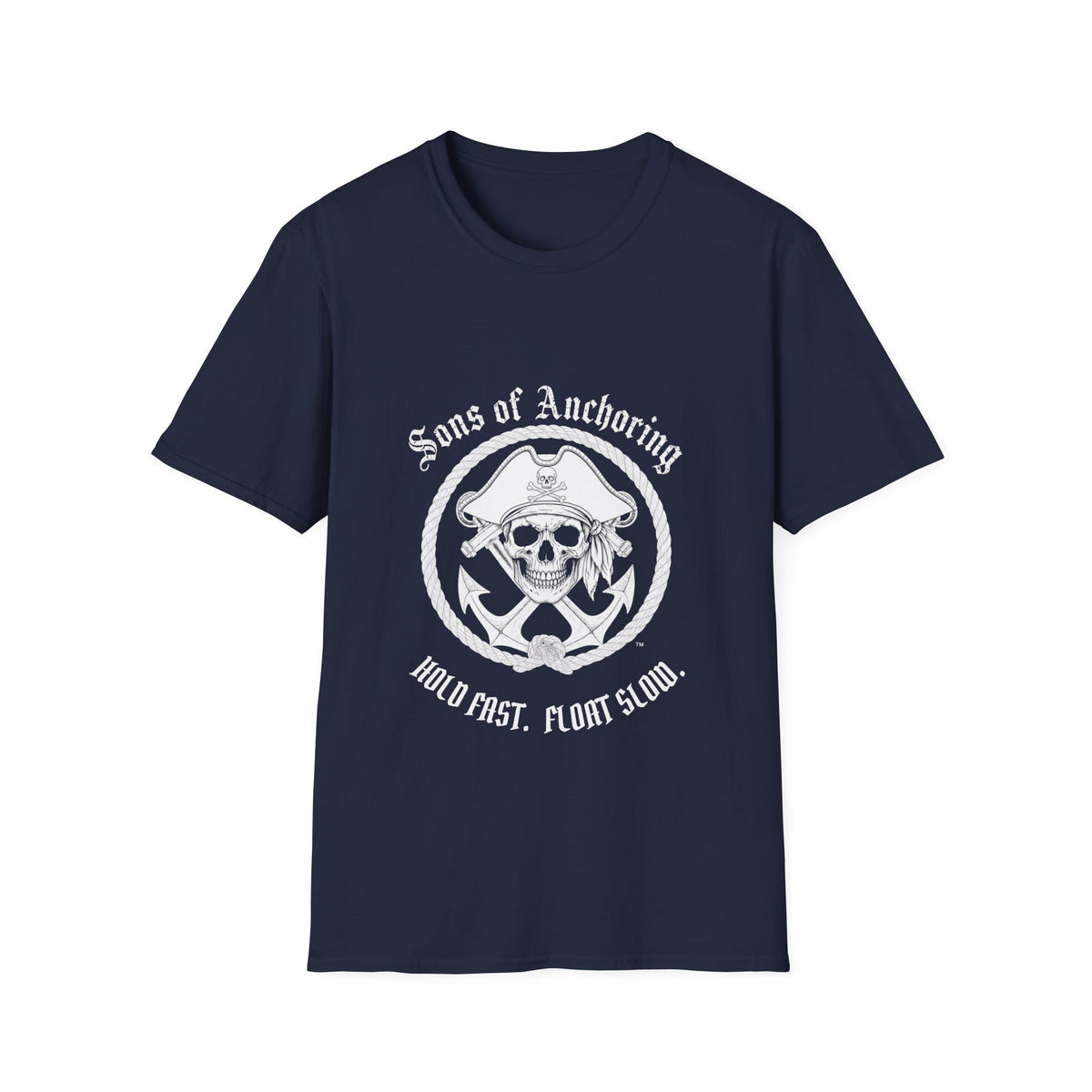 Pirate Skull 'Sons of Anchoring' T-Shirt - Navy with Motto