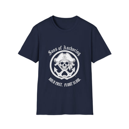 Pirate Skull 'Sons of Anchoring' T-Shirt - Navy with Motto
