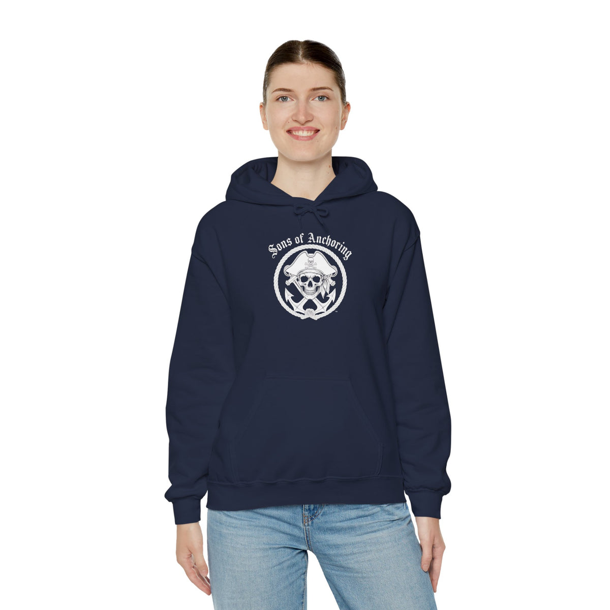 "Sons of Anchoring" Pirate Skull Logo Hoodie — Nautical Pirate Crew Sweatshirt
