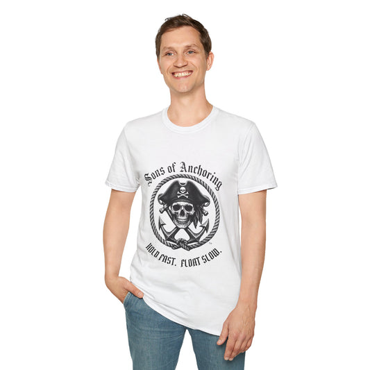 Pirate Skull 'Sons of Anchoring' T-Shirt - White with Motto