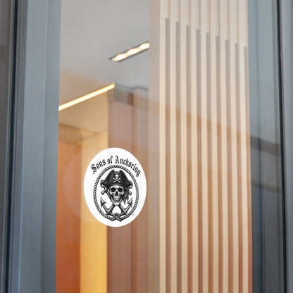 Sons of Anchoring Pirate Skull Round Vinyl Sticker