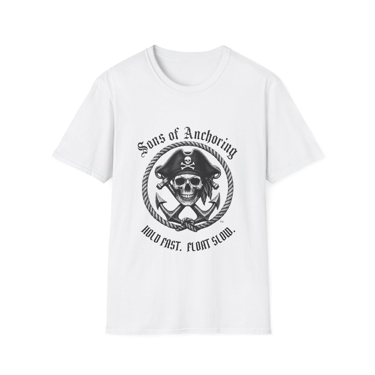 Pirate Skull 'Sons of Anchoring' T-Shirt - White with Motto