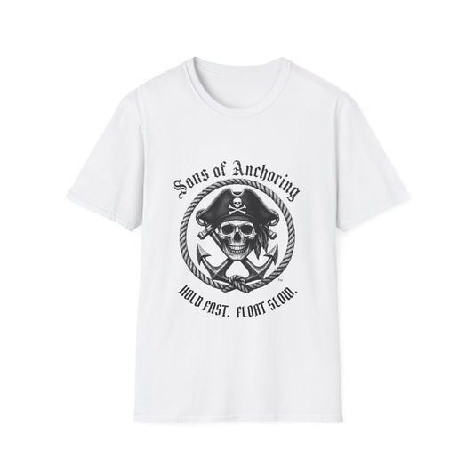Pirate Skull 'Sons of Anchoring' T-Shirt - White with Motto