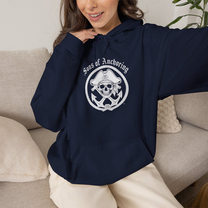 "Sons of Anchoring" Pirate Skull Logo Hoodie — Nautical Pirate Crew Sweatshirt