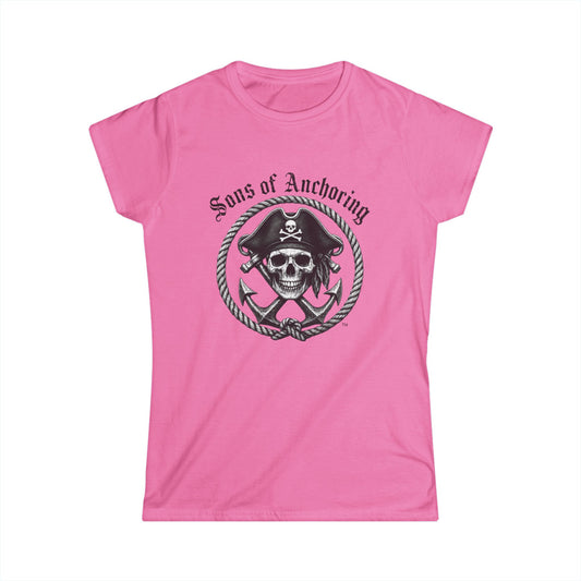 "Sons of Anchoring" Women’s Pirate Skull Tee – Nautical Graphic Shirt
