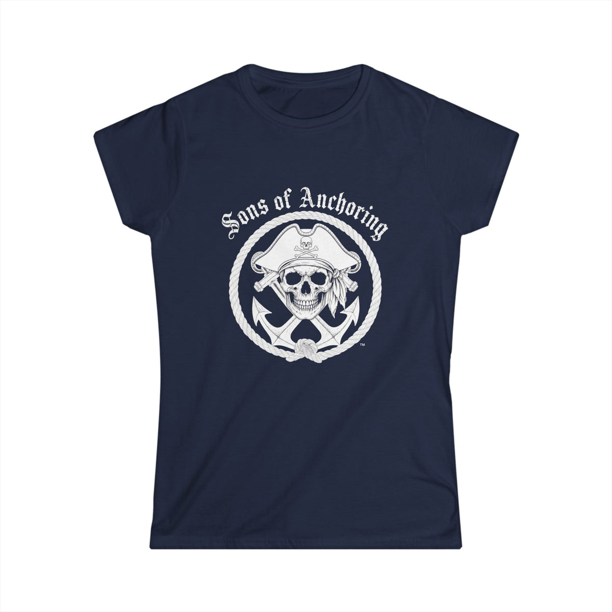"Sons of Anchoring" Pirate Skull Anchor Graphic Nautical T-Shirt - Women's