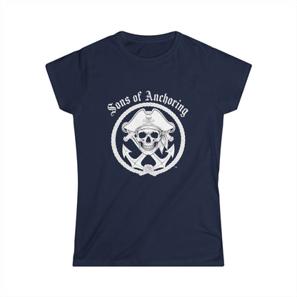 "Sons of Anchoring" Pirate Skull Anchor Graphic Nautical T-Shirt - Women's